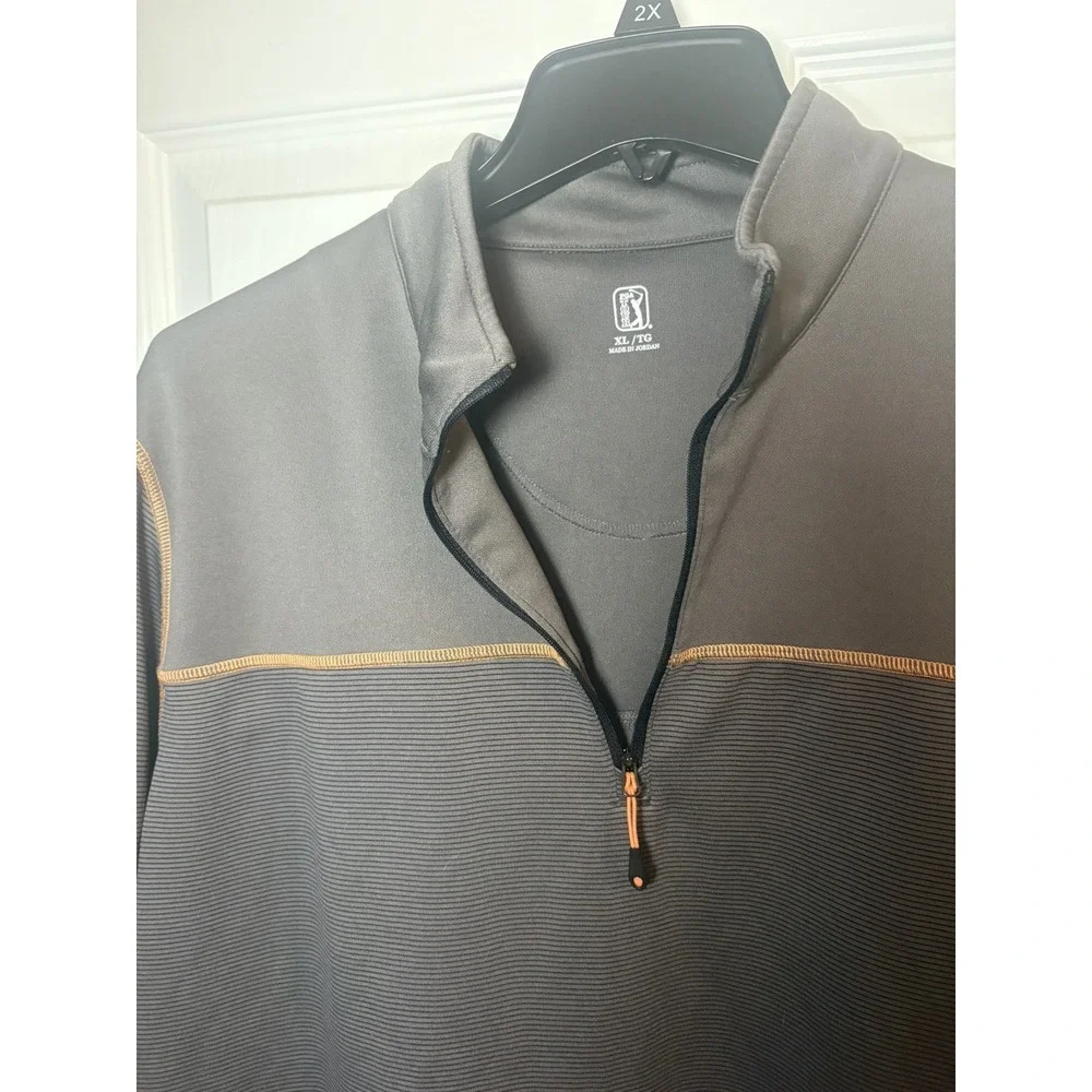 PGA Tour‎ Golf Performance 1/4 Quarter Zip Pullover Gray Mens XL Long Sleeve